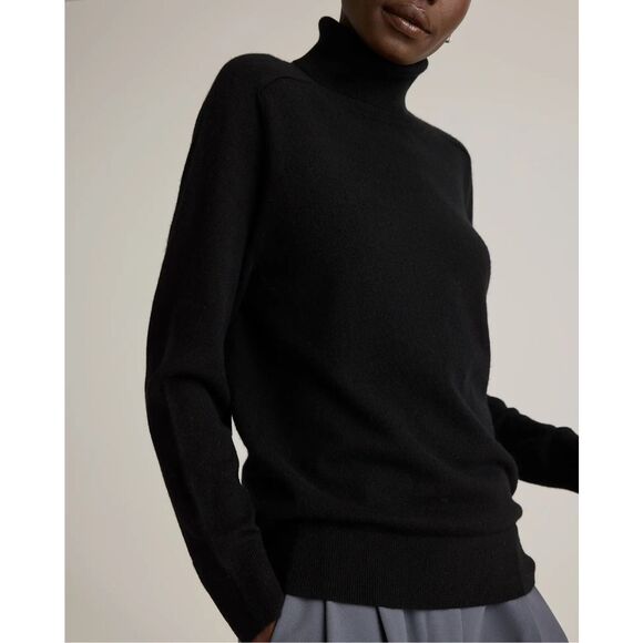 Quince 100% Cashmere Turtleneck Sweater Black Size M Thick Luxurious - Picture 1 of 5